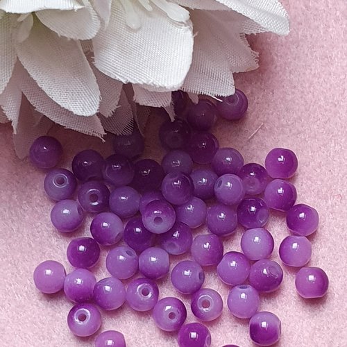 10 perles jade ton mauve violet 6x5mm trou de 0.8mm. n°19