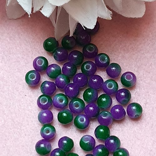 10 perles jade ton violet vert 6x5mm trou de 0.8mm. n°27