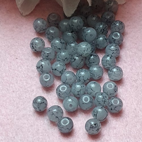 10 perles jade ton gris clair marbré 6x5mm trou de 0.8mm. n°33