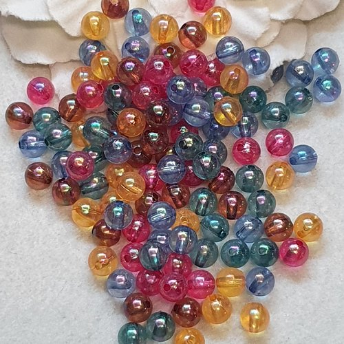10 perles fuchsia acrylique à reflet 8mm trou de 1.5mm