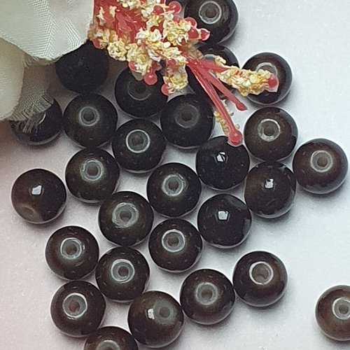 10 perles jade ton marron 8x7.5mm trou de 1.5mm. n°78