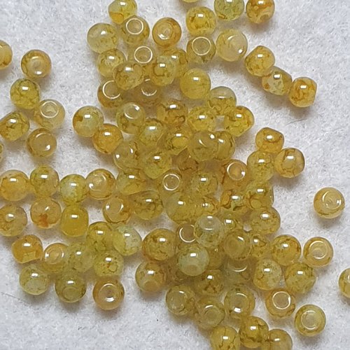 50 perles jade ton jaune marbré 4.5x4mm trou de 0.7mm. n°90