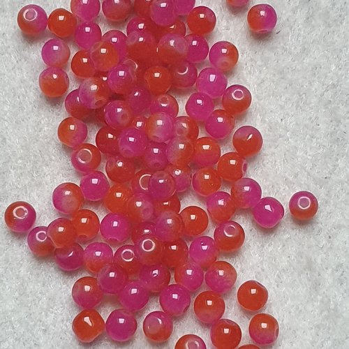 50 perles jade ton fuchsia orange 4.5x4mm trou de 0.7mm. n°95