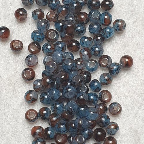 50 perles jade ton marron bleu 4.5x4mm trou de 0.7mm. n°101