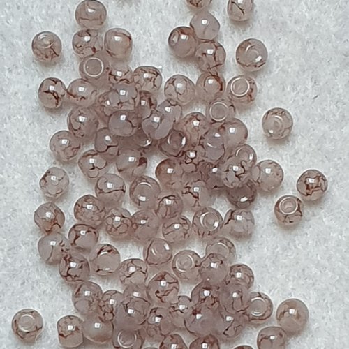 50 perles jade ton beige marbré 4.5x4mm trou de 0.7mm. n°109