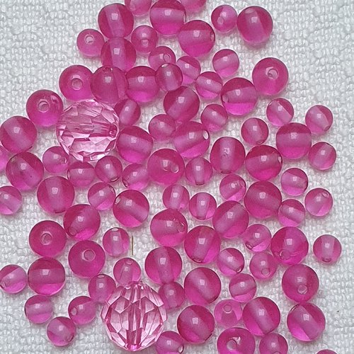 90 perles rose fuchsia oeil diverses dimensions acrylique
