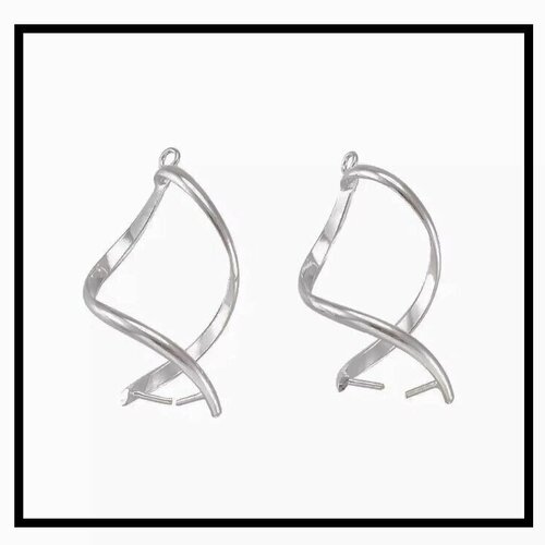 X2pcs pendentifs boucles d’oreilles spirale en métal argenté