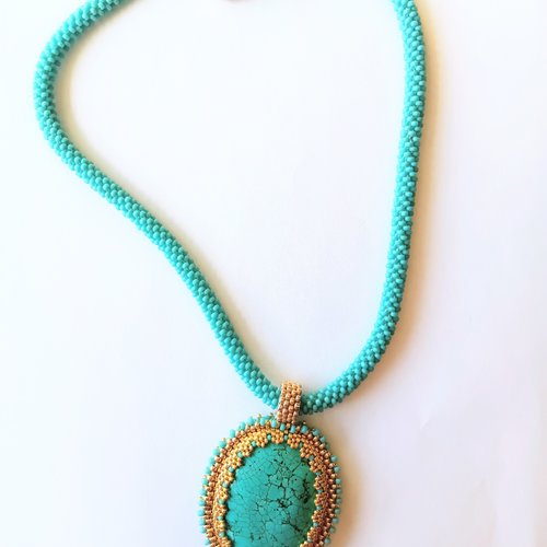 Collier pendentif reversible turquoise