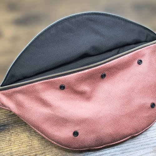 Sac banane xl en suédine vieux rose pastel