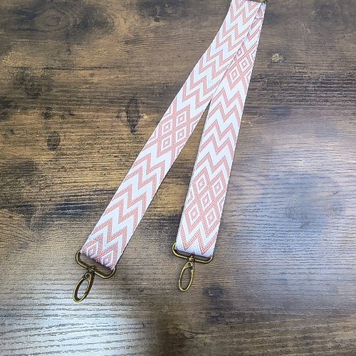 Sangle réglable rose, attaches bronze