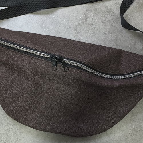 Sac banane xl en jeans marron