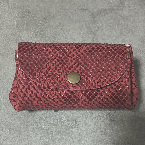 Porte monnaie à soufflets simili cuir dragon rouge