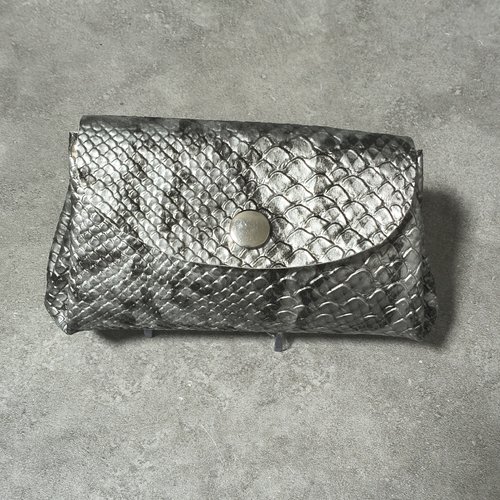Porte monnaie à soufflets simili cuir gris