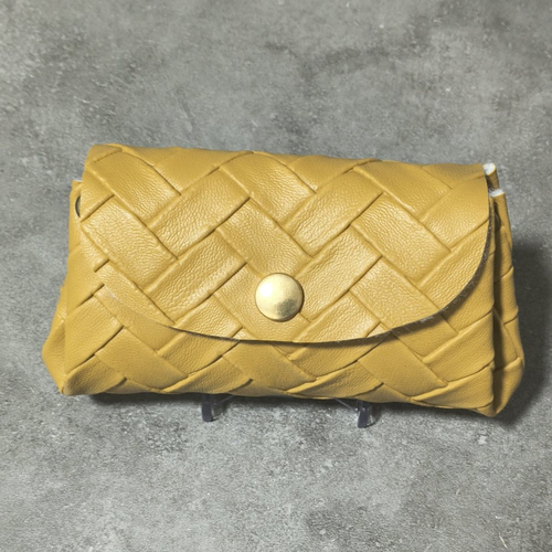 Porte monnaie à soufflets simili cuir jaune