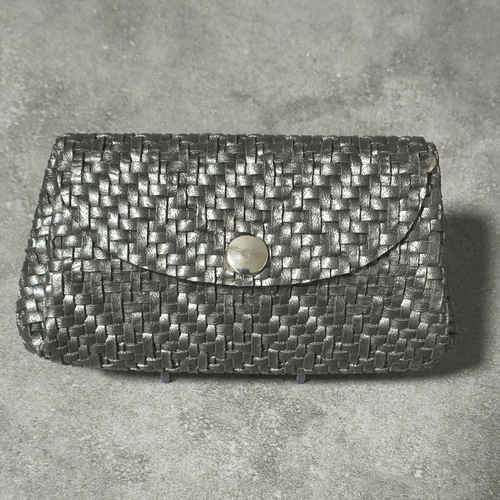 Porte monnaie à soufflets simili cuir gris texturé