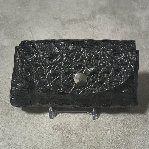 Porte monnaie à soufflets simili cuir noir texturé