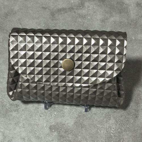 Porte monnaie à soufflets simili cuir taupe métallisé