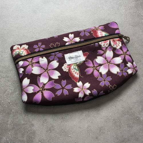 Pochette amovible " collection papillons " fleurs violettes