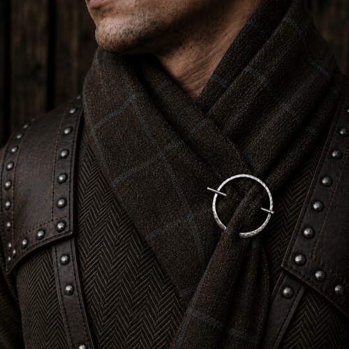 Broche fibule ronde en acier 4,5 cm – épingle pour tricot et châle – style celtique
