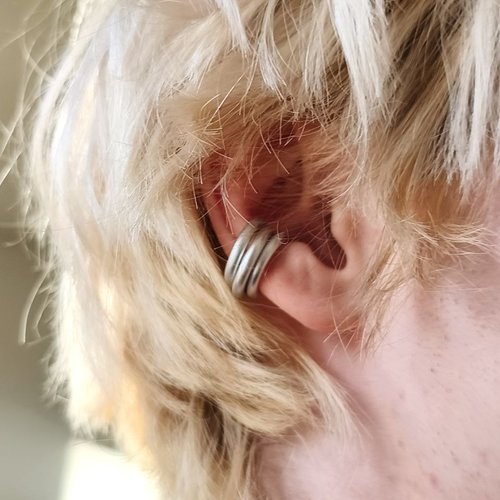 Lot de 3 ear cuffs en aluminium – manchettes d’oreille sans perçage – bagues d’oreille minimalistes argentées