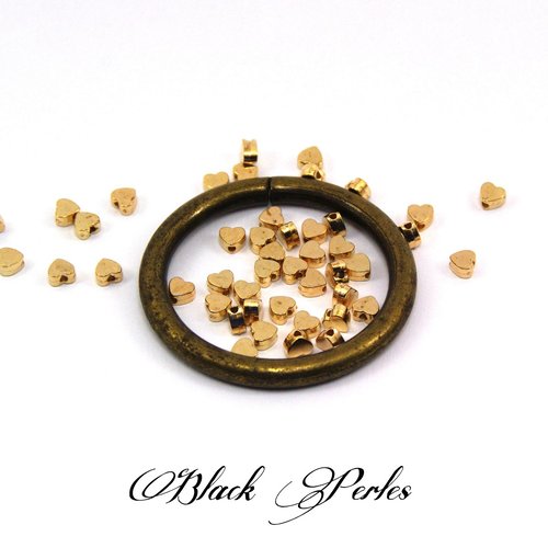 Perle coeur 5 mm x 4 mm or bronze acrylique, 10 pièces - pa11