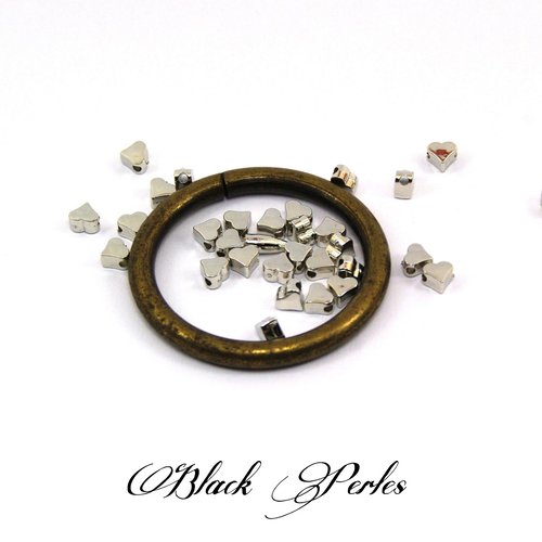 Perle coeur 6 mm x 5 mm argent acrylique, 10 pièces - pa12