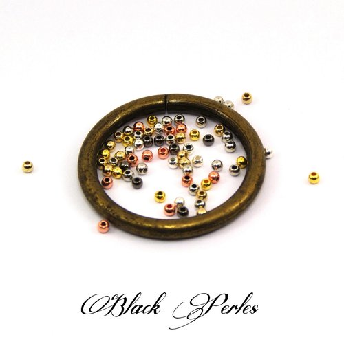Perle ronde 3 mm, or argent noir rose bronze acrylique, 500 pièces - pa14