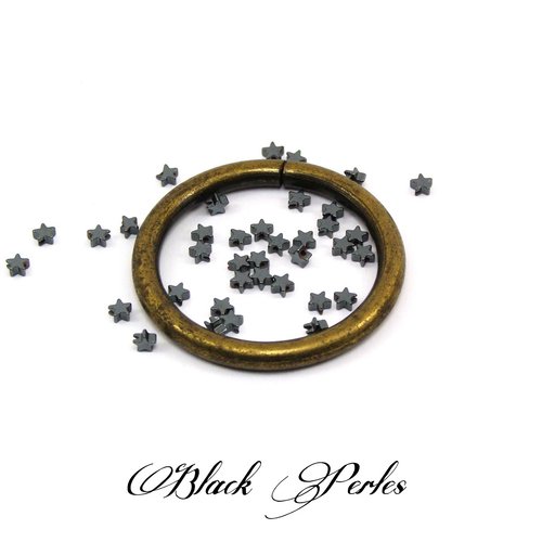 Perle hématite étoile 4 mm x 4 mm gris noir 10 pièces - pmh7