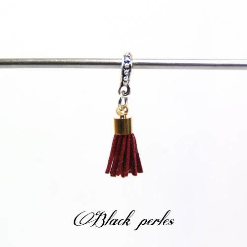 Perle pendentif style pandora, à grand trou 4mm, bélière breloque gland, marron- p72 