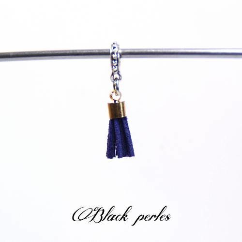 Perle pendentif style pandora, à grand trou 4mm, bélière breloque gland, bleu roi- p72 