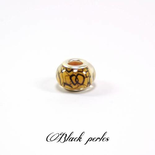 Perle style pandora, grand trou 5mm, acrylique, carrés- ppa23 orange 