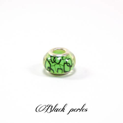 Perle style pandora, grand trou 5mm, acrylique, carrés- ppa23 vert 