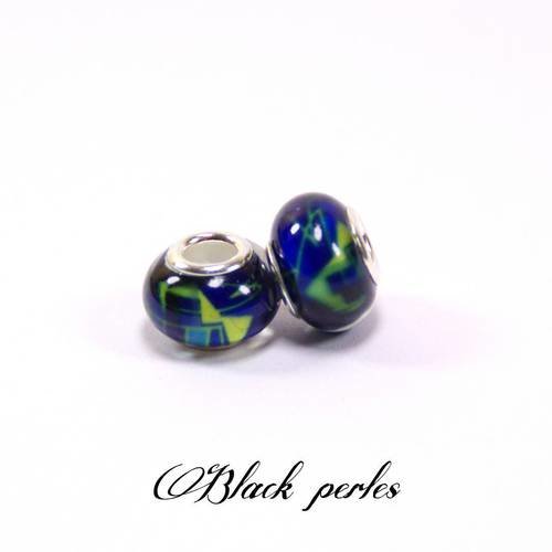 Perle style pandora, grand trou 5mm, acrylique, bleue - ppa2 