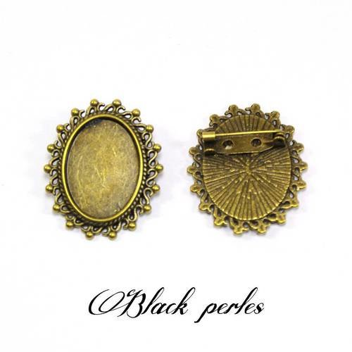 Support cabochon broche ovale 25x18mm, bronze antique x1- 261 