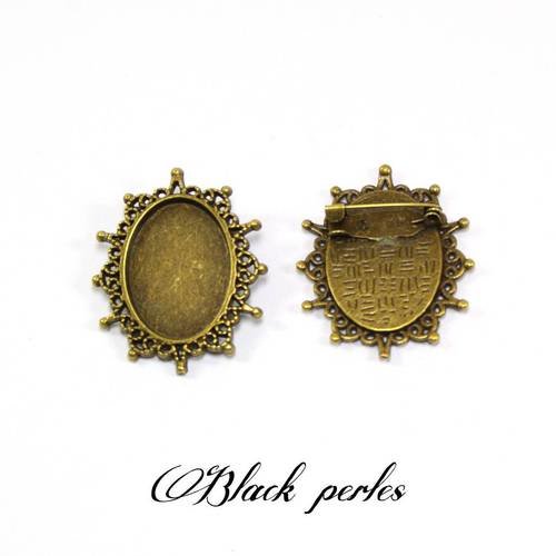 Support cabochon broche ovale 25x18mm, bronze antique x1- 266 