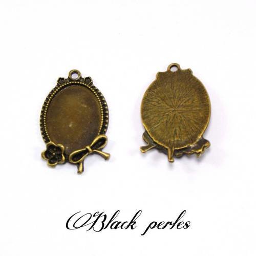 Support cabochon pendentif ovale 25x18mm, bronze antique x2- 265 