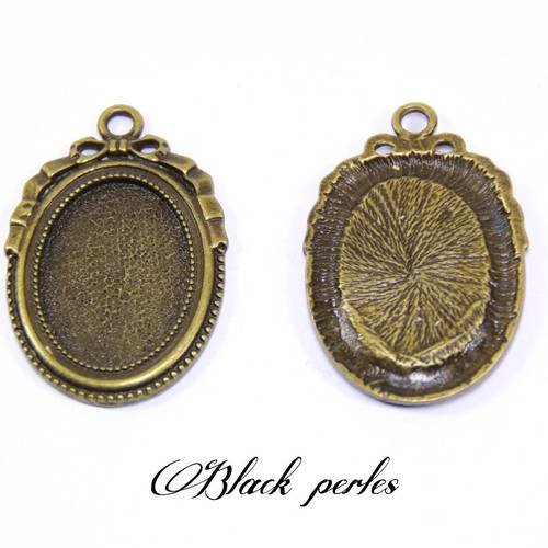 Support cabochon pendentif ovale 25x18mm, bronze antique x2- 422 