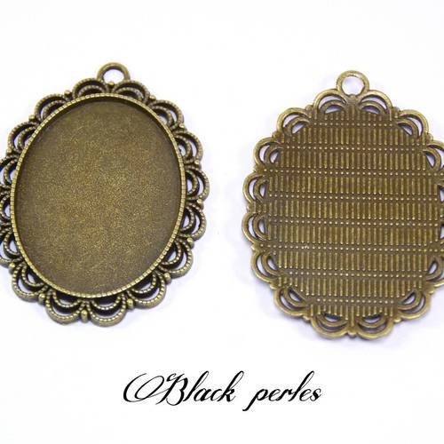 Support cabochon pendentif ovale 40x30mm x2- 372 