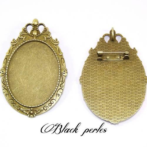 Support cabochon broche ovale 40x30mm x1- 373 
