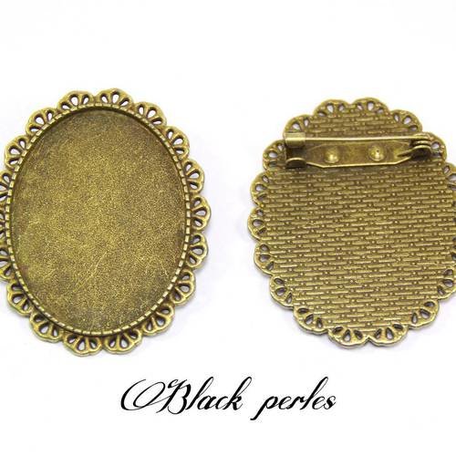 Support cabochon broche ovale 40x30mm x1- 374 