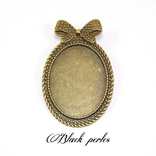 Support cabochon broche ovale 40x30mm; bronze antique x1- 375 