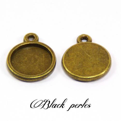 Support cabochon pendentif rond 12mm, bronze antique x2- 342 