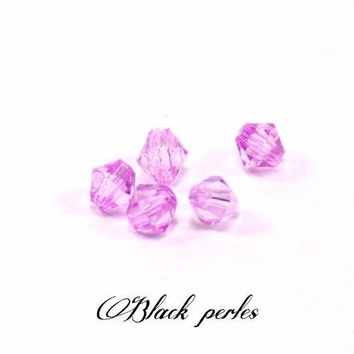 Perle toupie transparente, violette claire 4x4mm x5 - pt17 
