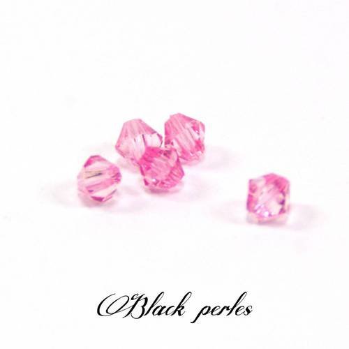 Perle toupie transparente, rose claire 4x4mm x5- pt23 