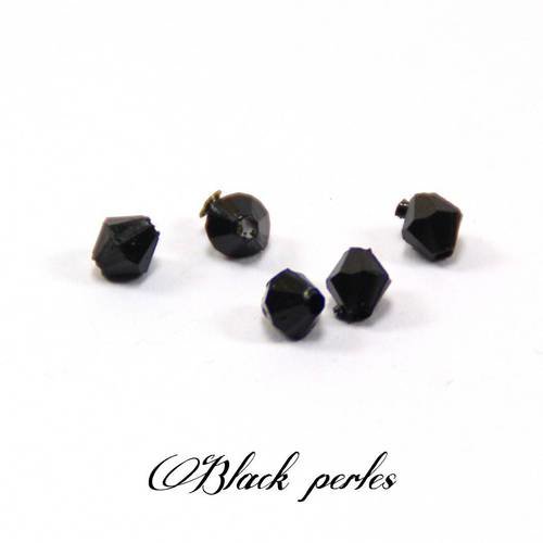 Perle toupie, noire 4x4mm x5- pt25 