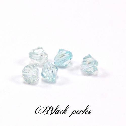 Perle toupie transparente, bleue claire 4x4mm x5- pt20 