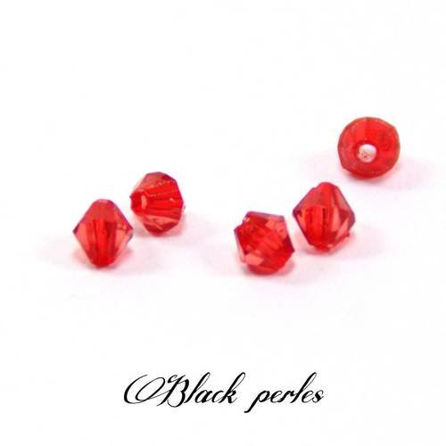 Perle toupie transparente, rouge 4x4mm x5 - pt21 