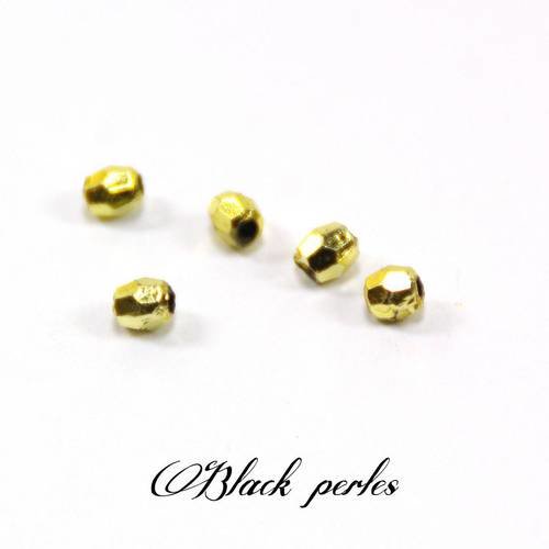 Perle à facettes brillante, couleur or x5- pf12