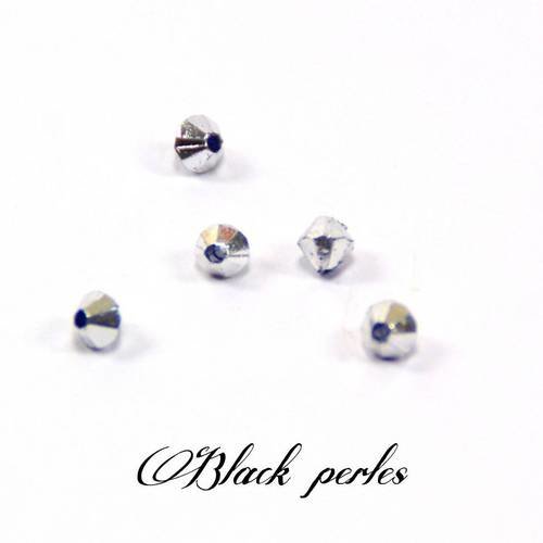 Perle toupie brillante, couleur argenté 4x4mm x5- pt11 