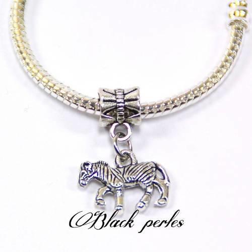 Perle style pandora, pendentif charm breloque zèbre- p15 